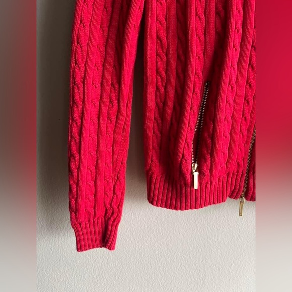 Lauren Ralph Lauren Women’s Red Full Zip Long Sleeve Pockets Sweater Size XS - Picture 7 of 13